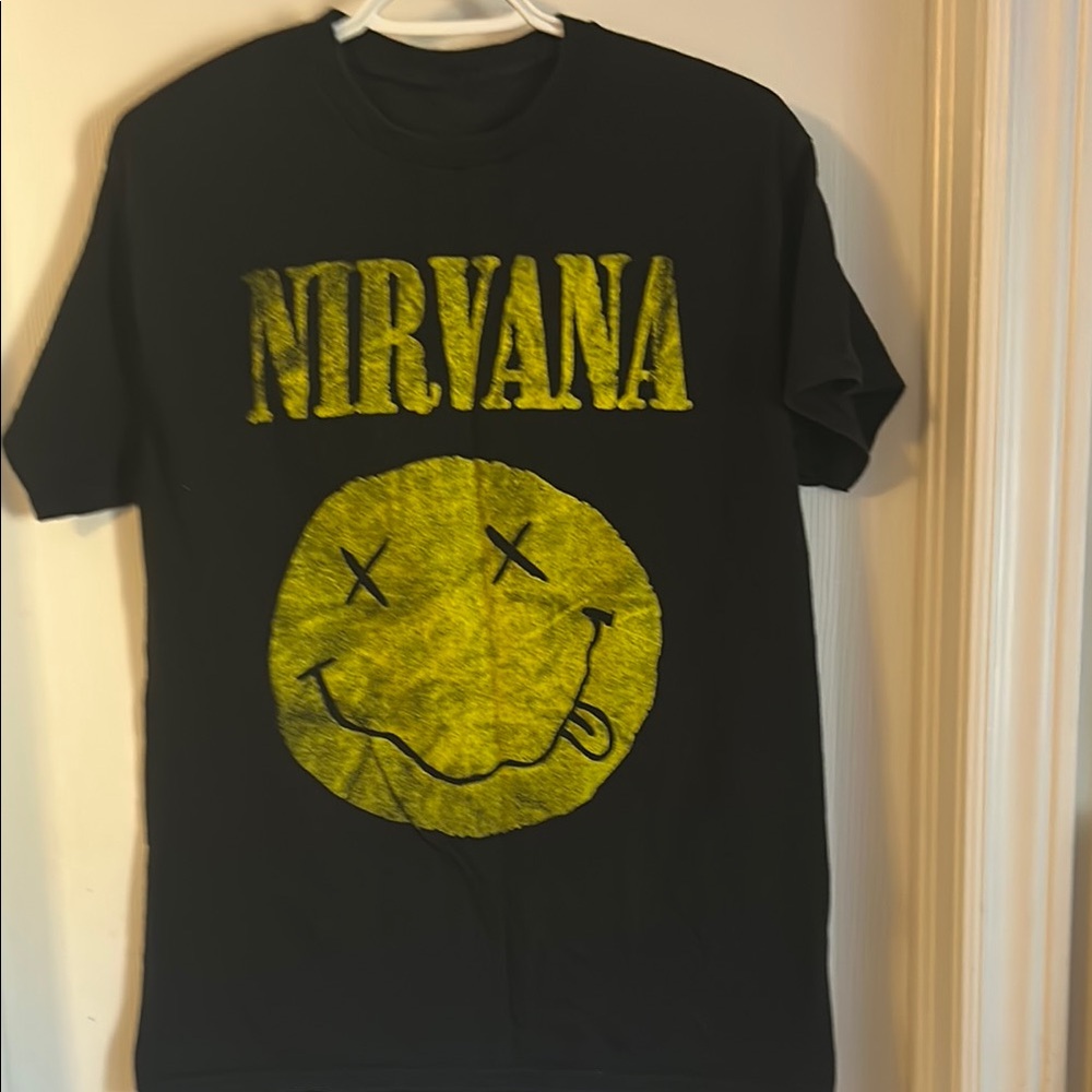 NIRVANA Black Tee with Iconic Yellow Graphic